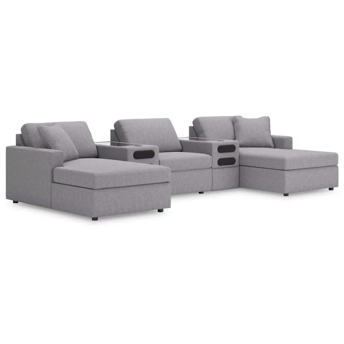 Modmax – Granite – 5-Piece Sectional With Chaise And Audio System Console